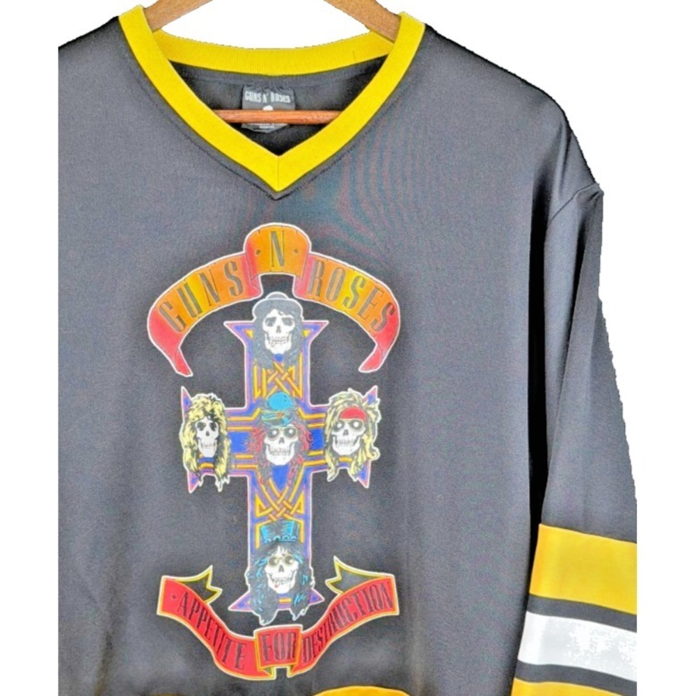 Bravado Guns N Roses Appetite‎ For Destruction Hockey Jersey Large Black Yellow